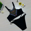 Printing Bikini Sexy Women Swimwear Swimsuit   thin stripe black pants