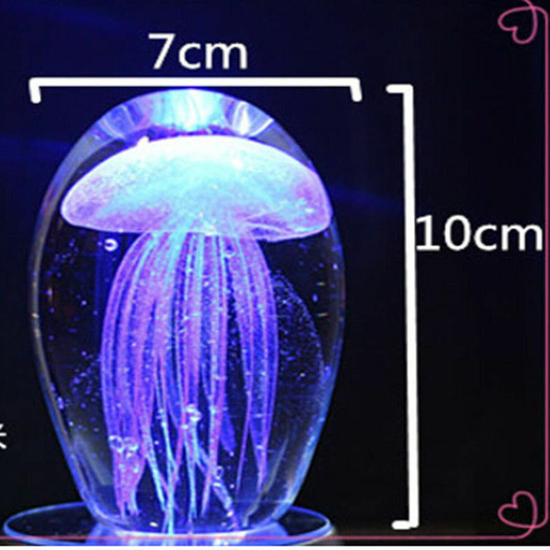 Jellyfish Paperweight Glow in the Dark WITH LED BASE Multicolor Jellyfish Blue