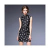 Elegant Temperament Chinese Plate Button Stand Collar Printing Slim Dress60186