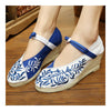 Alt Peking Bestickt Stoff Schuhe Flach
