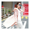 Hooded Thin Light Middle Long Down Coat Slim Woman    pink
