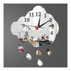 Creativo 3d Silencioso Pared Reloj Sacando Gotas de Lluvia Espejo Plata