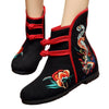 Vintage Beijing Cloth Shoes Embroidered Boots 12-01   black  35