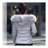 Winter Schmal Schick Pelzkragen Shorts Down Mantel Damen mit Kapuze Grau