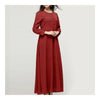 Muslim Single-breasted Vintage Big Peplum Dress   wine red   M