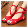 Vieux Beijing Chiffon Brodé Chaussures Semelle Souple Rouge