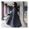 Hooded Cocoon Shape Coat Woman Middle Long Cloak  S