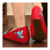 Old Beijing Cloth Embroidered Shoes Small White Flowers Loafer dancing Shoes