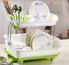 2 Tier Kitchen drip Tray Dish Plate Rack Storage Dryer Drainer Large Organizer