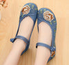 Chinese Ethnic Embroidery Ballet Flat Marry Janes Dancing Shoes Gold Flowers
