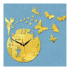 Acrylic Butterfly Creative Mirror DIY Wall Clock   golden