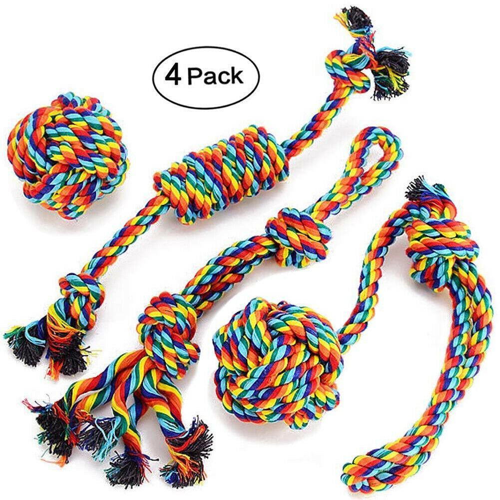 4 Pack Rope Dog Toys Tough Lot Chew Dog Toy for Aggressive Chewers and Ball