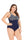 Women Classic Blue Chromatic Geometric Pattern Padded One Piece  Swimsuit Padded