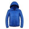 Light Thin Short Down Coat Man Hooded Fashionable   blue