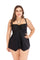 Women Classic Solid Black Padded One Piece  Suspended Strape Dress Swimsuit Pad