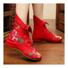 Vintage Beijing Cloth Shoes Embroidered Boots 11-01   red  35