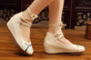 Vintage Chinesisch Ethnische Stickerei Hoher Absatz Aufzug Tanzen Schuhe Vögel