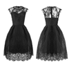 Volle Spitze Eingebauten Tutu Ausgestellt Party Ball Cocktail Midi Kleid Für
