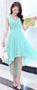 Romantic Mint Blue Pleated Asymmetrical Hi Lo Party Dress