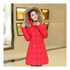 Plus Size Fur Collar Slim Thick Down Coat   red