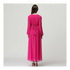 Muslim Robe Dress Belt Long Sleeve Women Garment   rose red   M