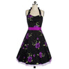 Hepburn Style Vintage Dress 50s Printing Halt  purple