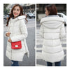 Woman A Shape Thick Hoodied Woolen Middle Long Down Coat   cream