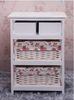 Country-Style  Cottage 3 Layers Bedside Table Vintage with 2 baskets 2 Drawers