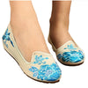 Old Beijing Cloth Embroidered Shoes Small White Flowers Loafer dancing Shoes