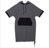 Schwarz & Weiß Streifen Überdimensional Kapuzenpullover Sweatshirt Pullover