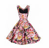 Women Vintage 50s Rockabilly  Wrapped Chest Floral Printed Swing Dress