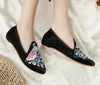 Chinesisch Vintage Ethnische Stickerei Ballerinas Marry Janes Tanz Schuhe Fächer