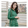 Light Thin Down Coat Woman Middle Long Hoodied