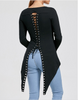 Red Blue Black Victorian Gothic Punk Asymmetrical Lace Corset Back Jersey Top