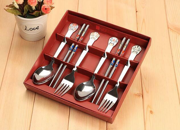 6pcs China Quintessence Opera Stainless steel dinnerware sets Opera Face