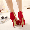 Gold Hollow Out Roma Peep-toe Platform High Heels for Party Event Club Black/Red