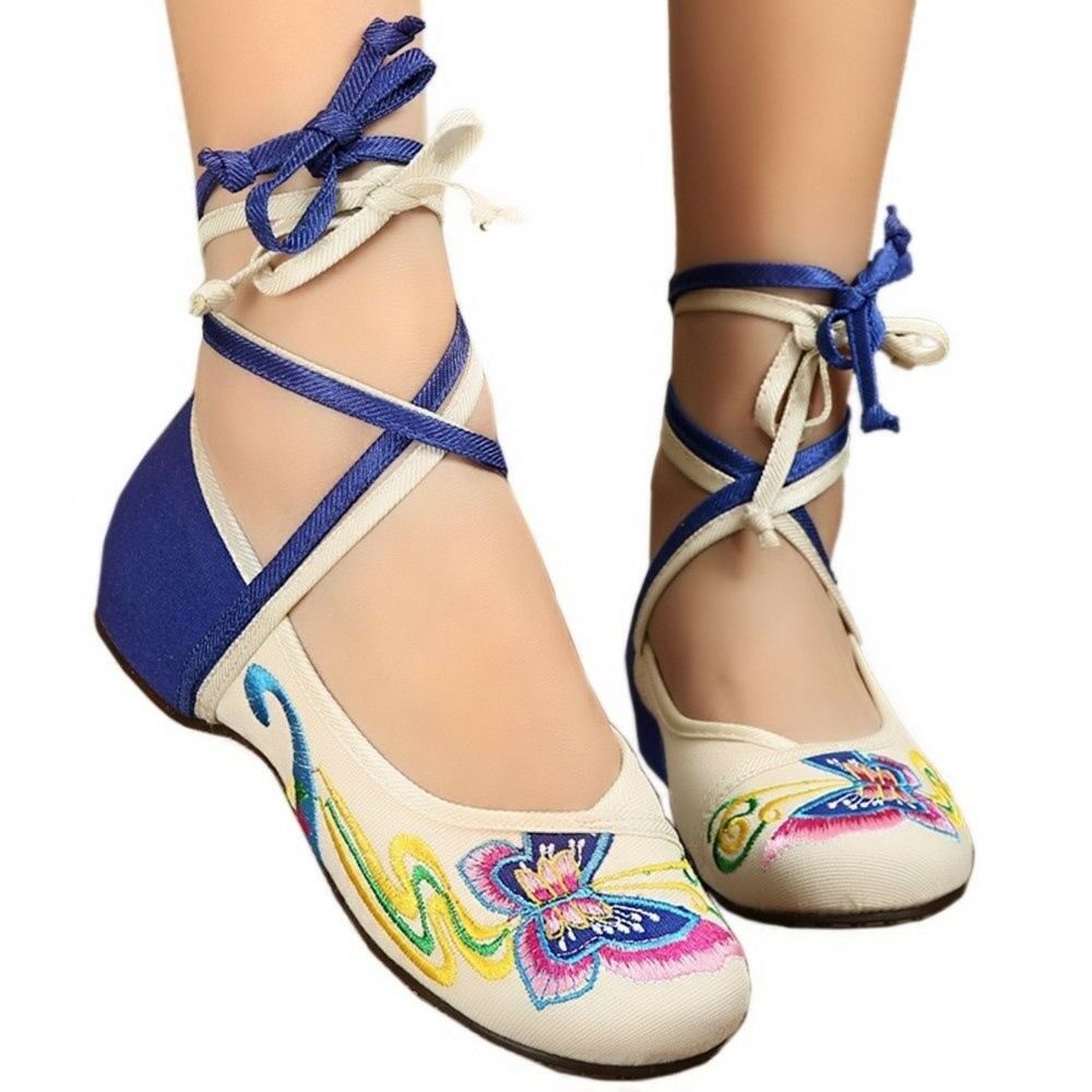 Canvas Old Beijing Cloth Embroidered Shoes   white