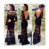 Encaje Sexy Chiffon Espalda Descubierta Noche Formal Cóctel Fiesta Vestido Largo