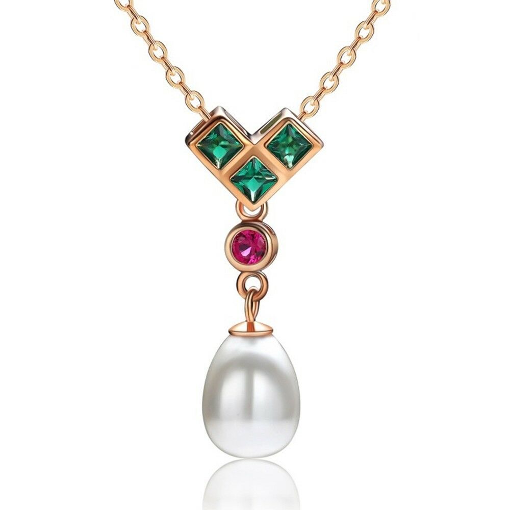 Necklace Artificial Diamond and Pearl Necklace Set GREEN