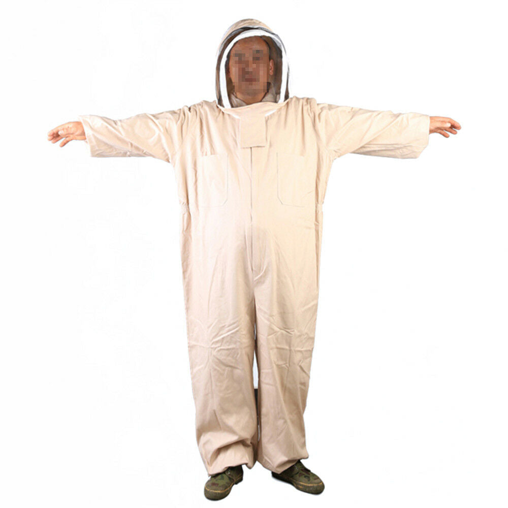 Beige Thick Hoodied Beekeeping Uniform Euipment Anti-bee Clothes