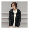 Hooded Down Coat Woman Slim Warm Screw Thread Chic   black