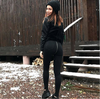 Damen Denim Reißverschluss Offener Rücken Distressed Röhrenjeans Hohe Taille