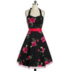 Hepburn Style Vintage Dress 50s Printing Halt   red