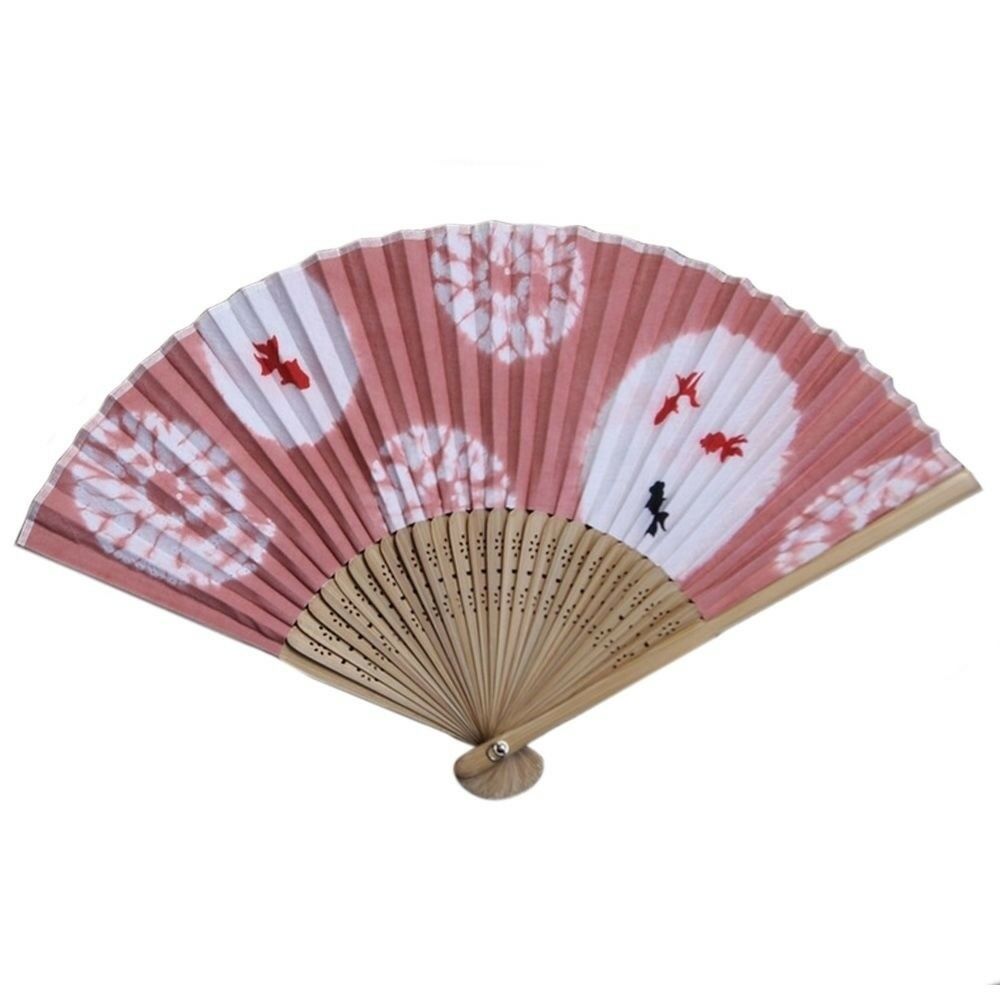 Folding Fan with Cover Goldfish Pink