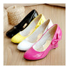 Candy's Color Bowknot Patent Leather Hollow Slipsole Women Thin Shoes