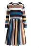 Fashion Multi Stripe Casual Long Blouse Shirt Top One-Piece Dress