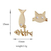 18K Gold Galvanized Austrian Zircon Ear Studs Cat Fish