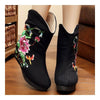 Vintage Beijing Cloth Shoes Embroidered Boots black 35