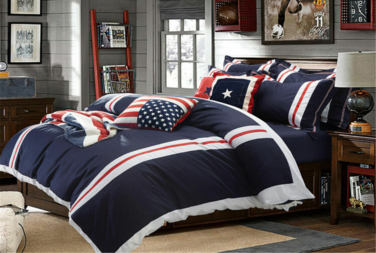Cotton Concise Flag Warm Duvet Quilt Cover Sets Bedding Cover Sets