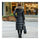 Big Fur Collar Plus Size Extra Long Thick Slim Down Coat   black